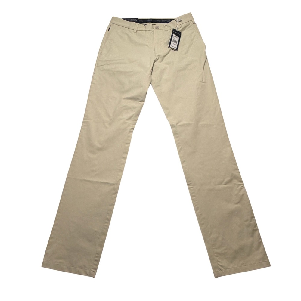 Vineyard Vines Mens On The Go Performance Slim Pant Stone Khaki 30x34 Chinos